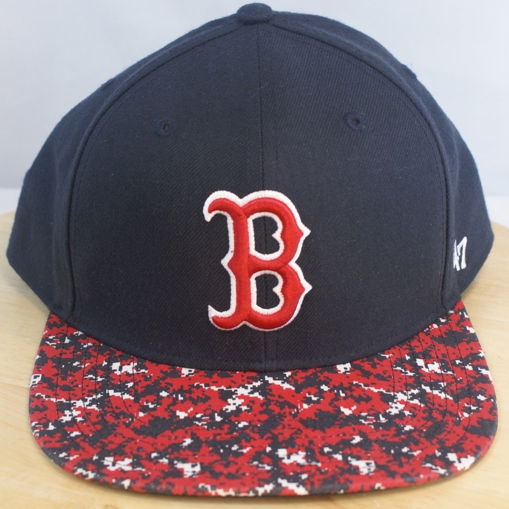47 Brand Boston Red Sox Snapback Hat Navy Blue Digital Camo Brim MLB Fenway Park